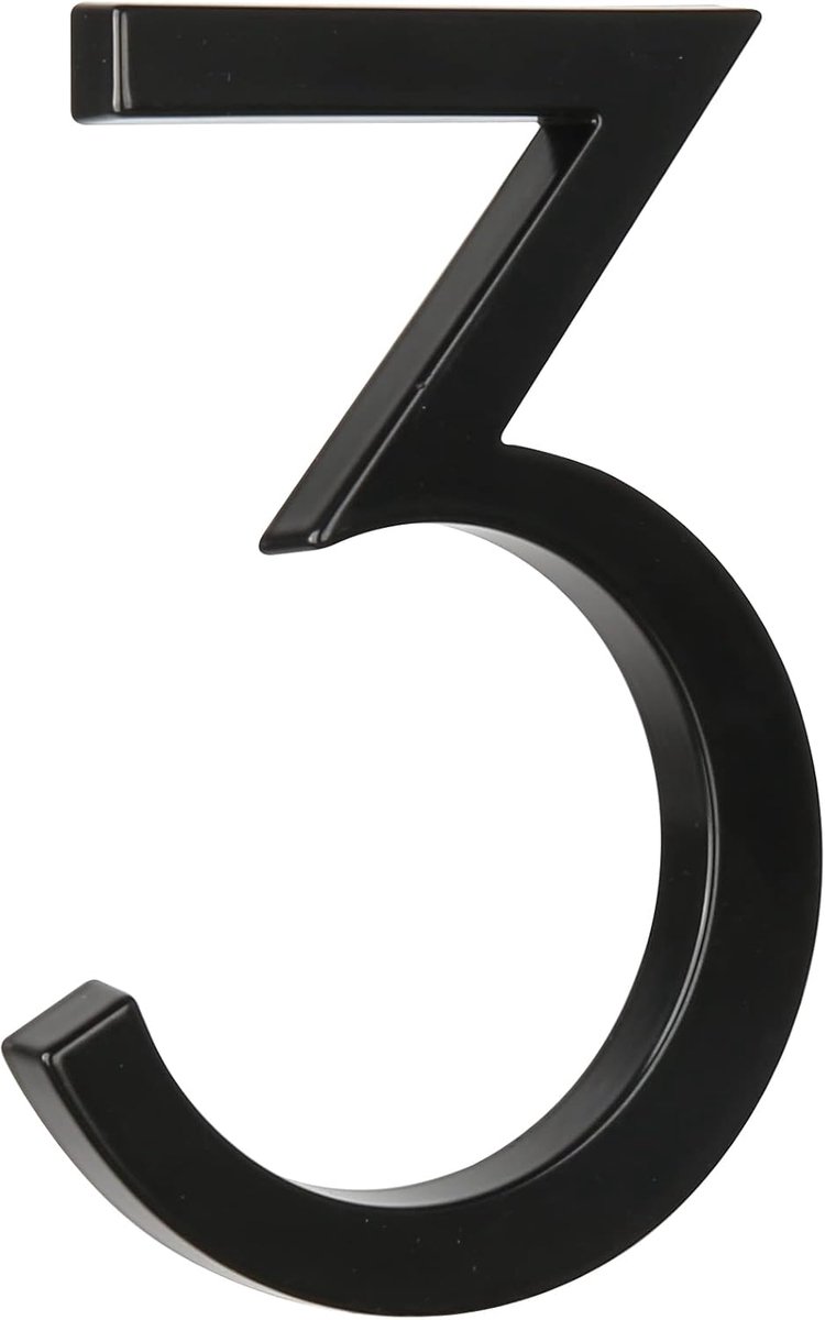 5" (12 cm) zwevend huisnummer voor buiten – Modern adresbord van zinklegering voor tuin, straat en brievenbus (3, Zwart)
