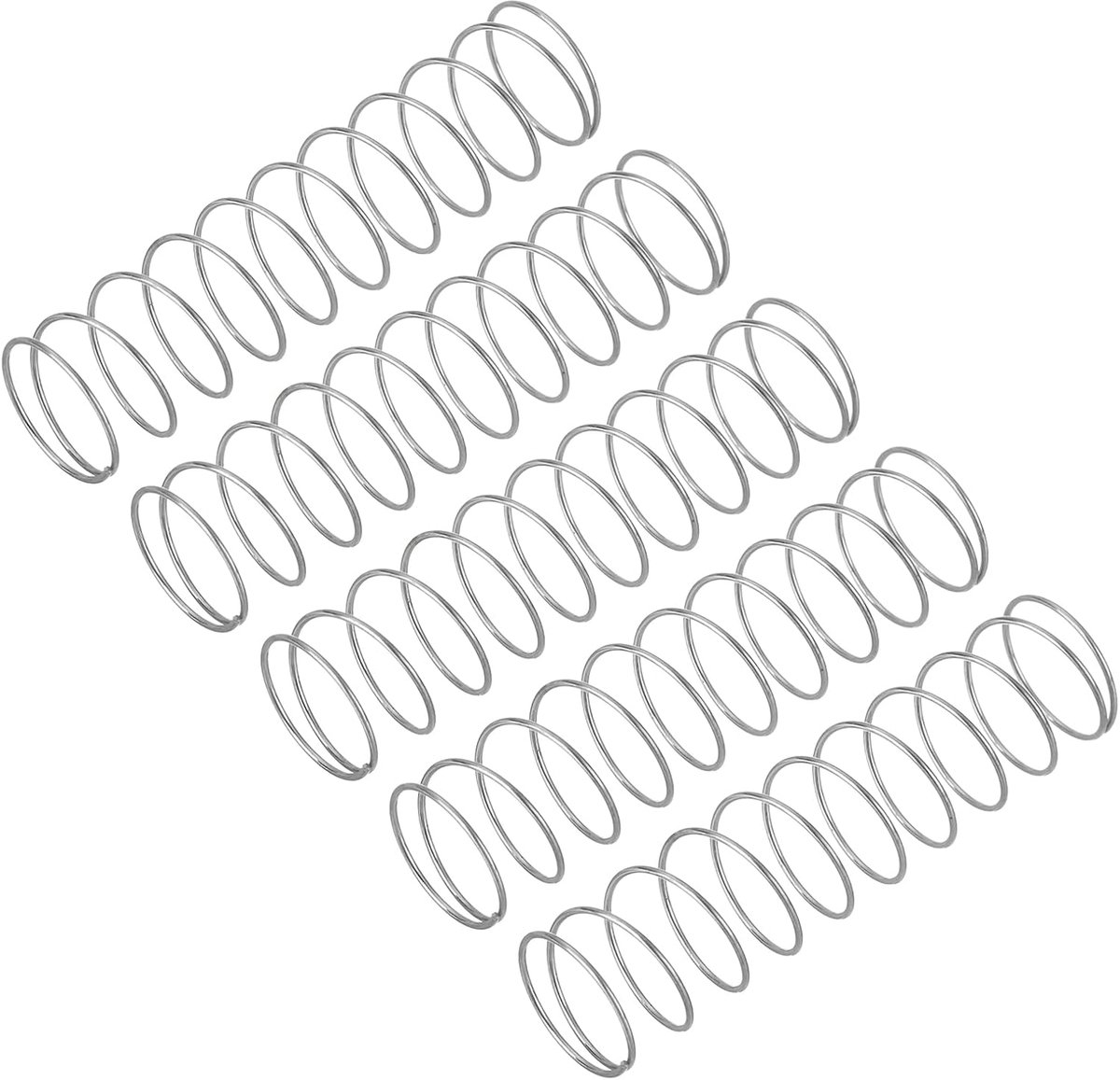 5 stuks drukveer, draaddiameter 0,02 inch, OD 0,39 inch, vrije lengte 3,9 inch, mechanische drukveer van roestvrij staal 304, zilver
