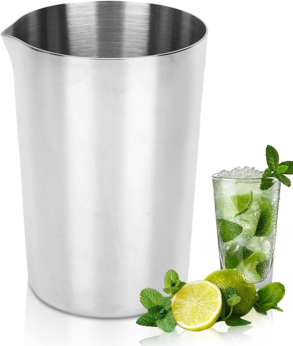 staal mengen glas, 500ML cocktail mengen glas mengen tin roestvrij staal metalen cocktail pitcher bar mengen kan mixen gemengde drank glazen voor roeren dranken cocktail mixer cup dik