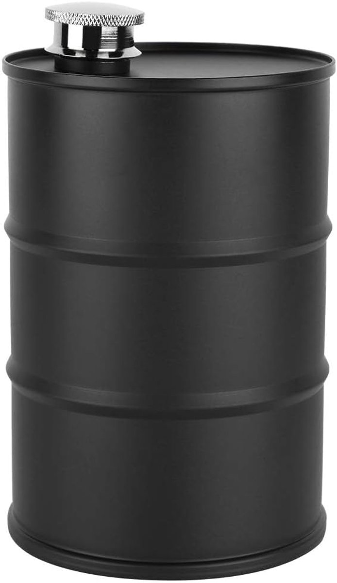 Olievat Oversized Kolf 700 ml Draagbare Rvs Biervat Wijn Liquor Heupfles met Afsluitdeksel(zwart)
