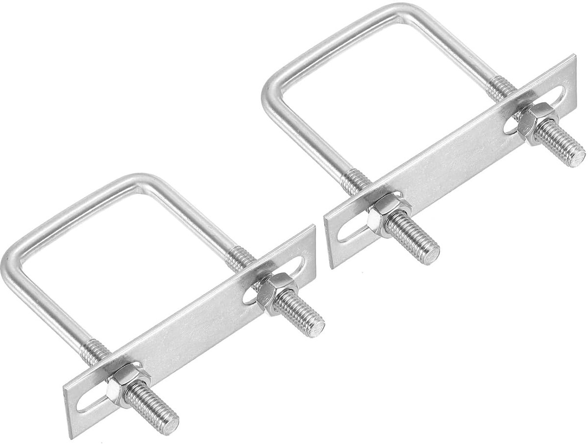 U-bouten M8 x 50 x 80 mm, 2 stuks U-bouten van roestvrij staal 304 met steunplaten en moeren voor ski, boot, aanhanger