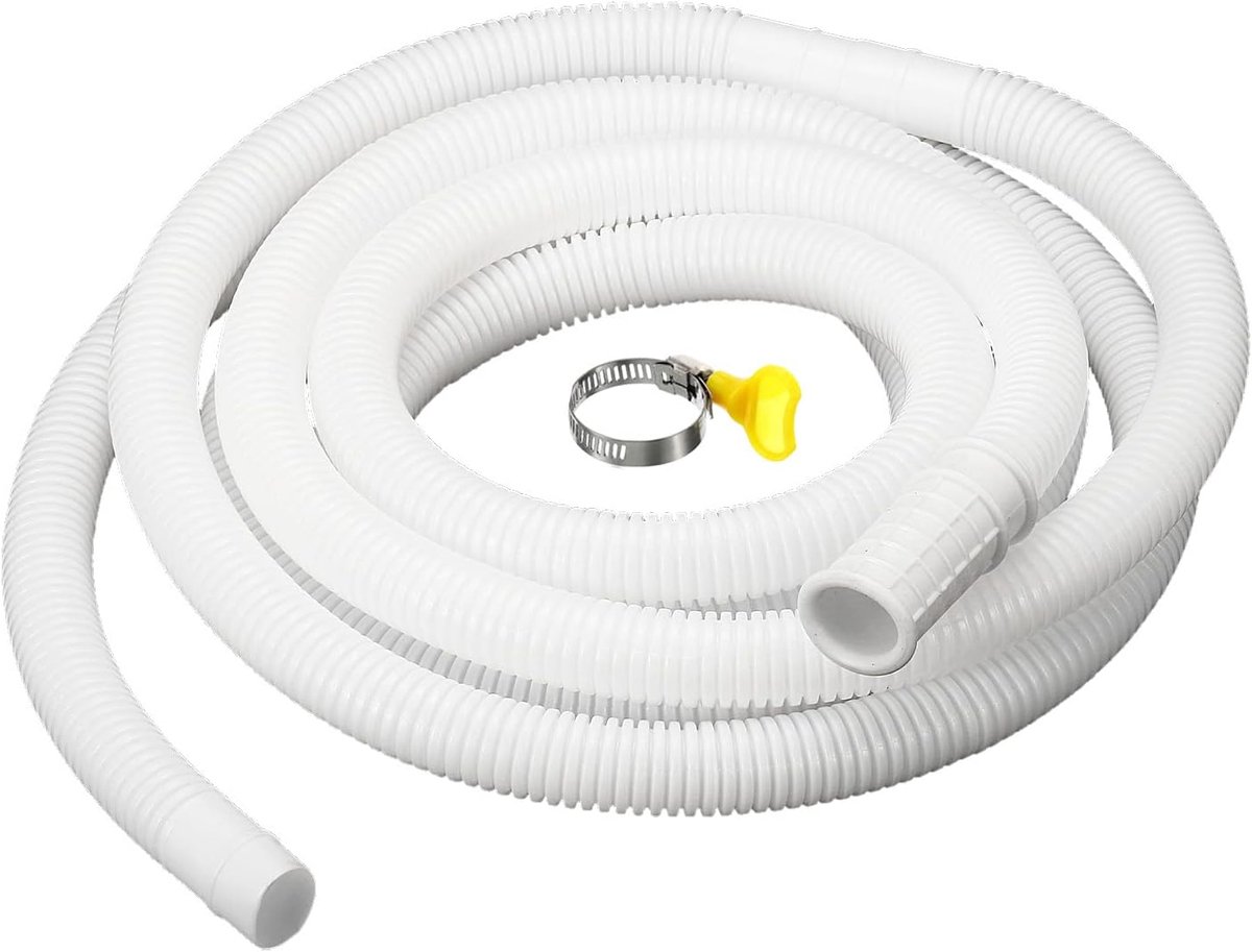 sourcing map Universele afvoerslang voor airconditioners, 16 mm ID, 2,99 meter, met klem voor airconditioners, wasmachine, wit