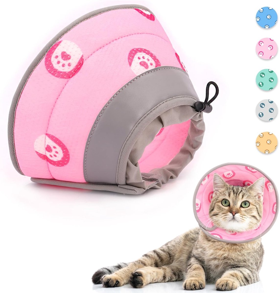 Verstelbare kattenhalsband voor katten, zachte kegels na operatie en letsel voor puppy's, kleine honden (roze, M)
