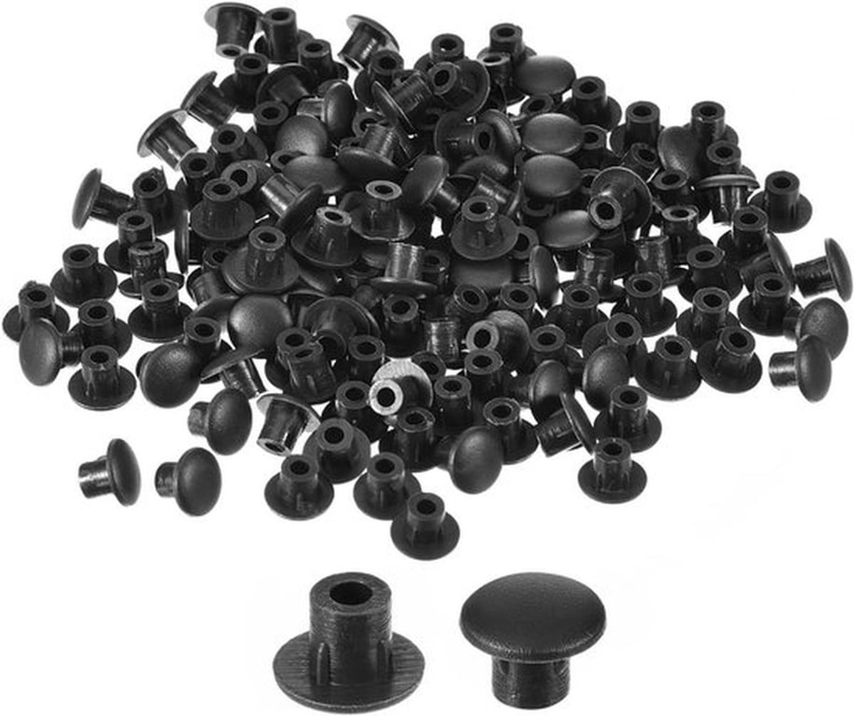 150 Stuks Schroefgaten Doppen 5 mm Diameter van Kunststof met Drukknop voor Planken en Kasten - Zwart, Perfect voor Versteviging en Afwerking