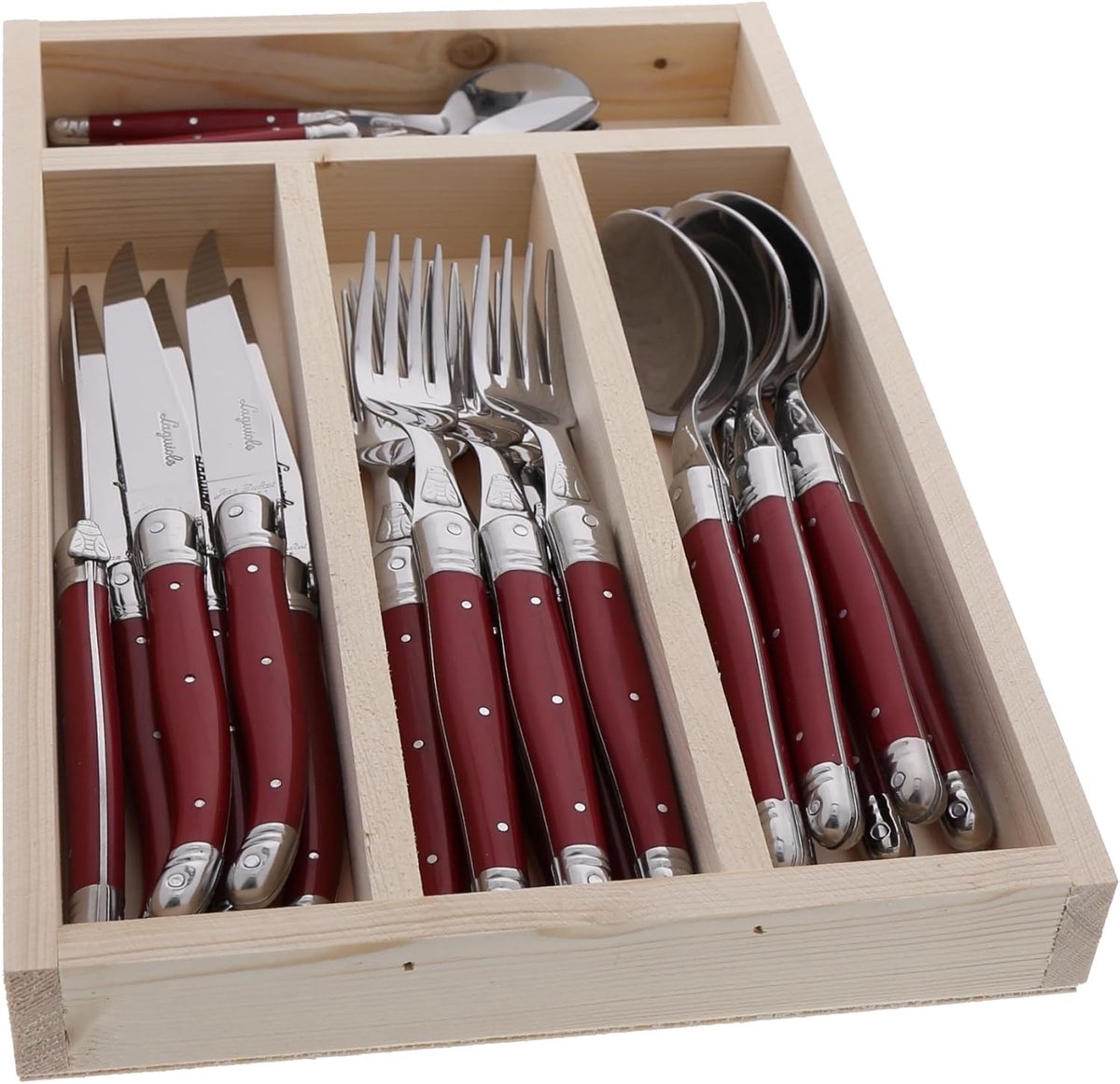 SnelShoppen - 24-delig Bestekset voor Elke Dag, Kleurige Stalen Tafelset, Ideaal voor Feest, Keuken, Tuin, Gezinnen en Camping