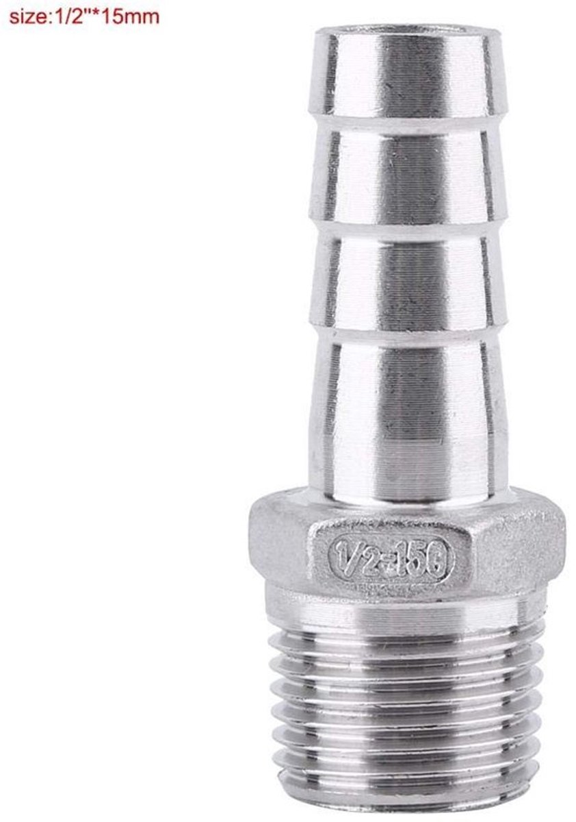 Slangpilaarfittingen - Roestvrijstalen slangconnector - Draadadapter voor luchtslang - Zilver - Pijpfitting - Geschikt voor water en gas...