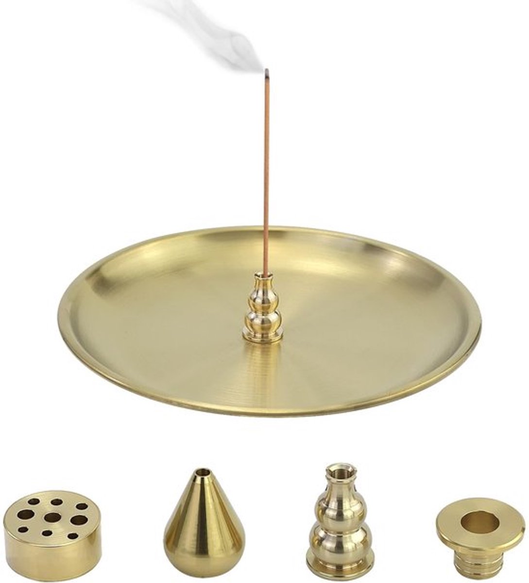 Wierookstokjeshouder 4-in-1 - Messing/Roestvrij Staal - 9 Gaten - Wierookbrander - Meditatie - Duurzaam Ontwerp - Wierookhouder