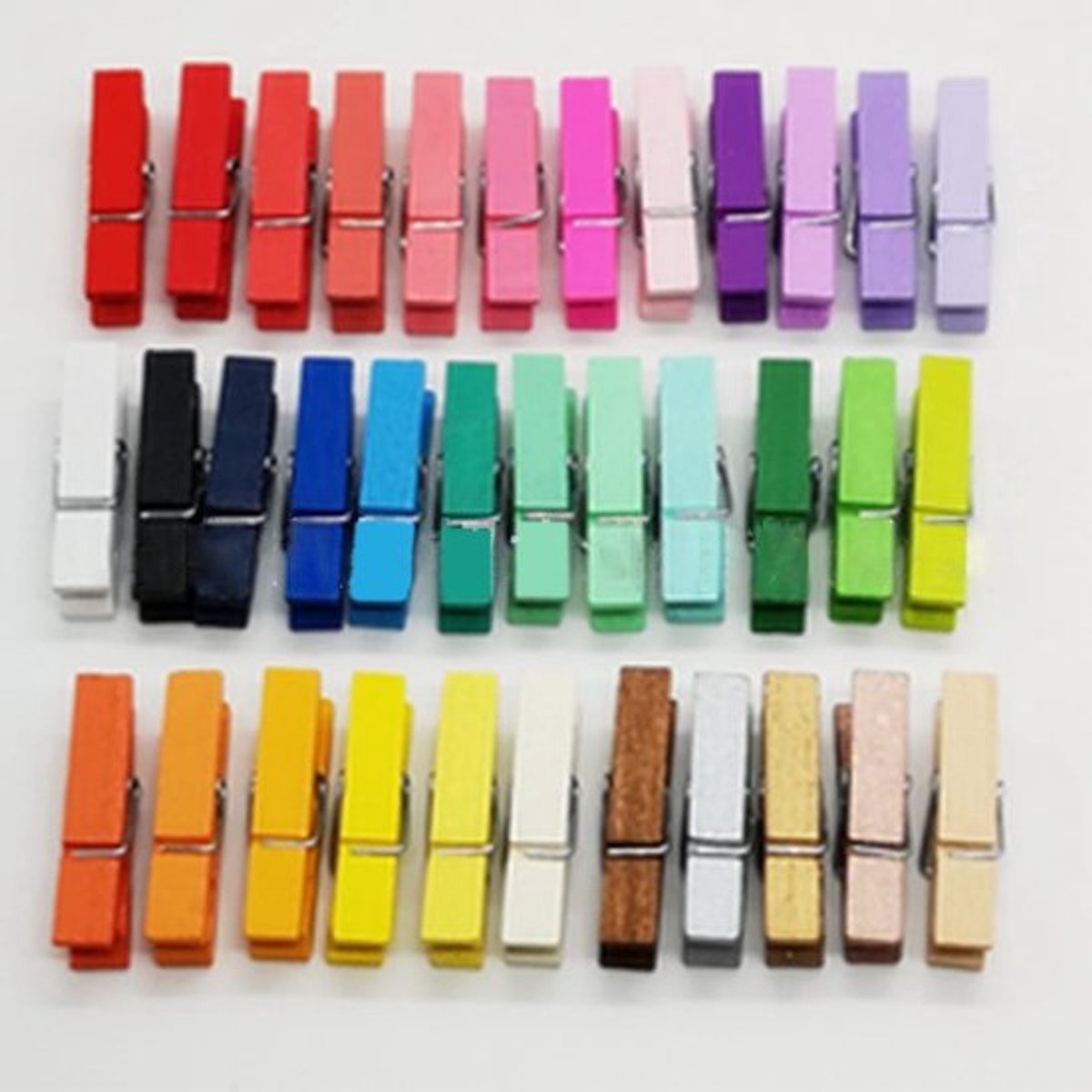 Wasknijpers Houten 200 Stuks - Decoratieve Clips - Fotoclips - Opknoping Kleding - Kunstwerk Display - Geassorteerde Kleuren