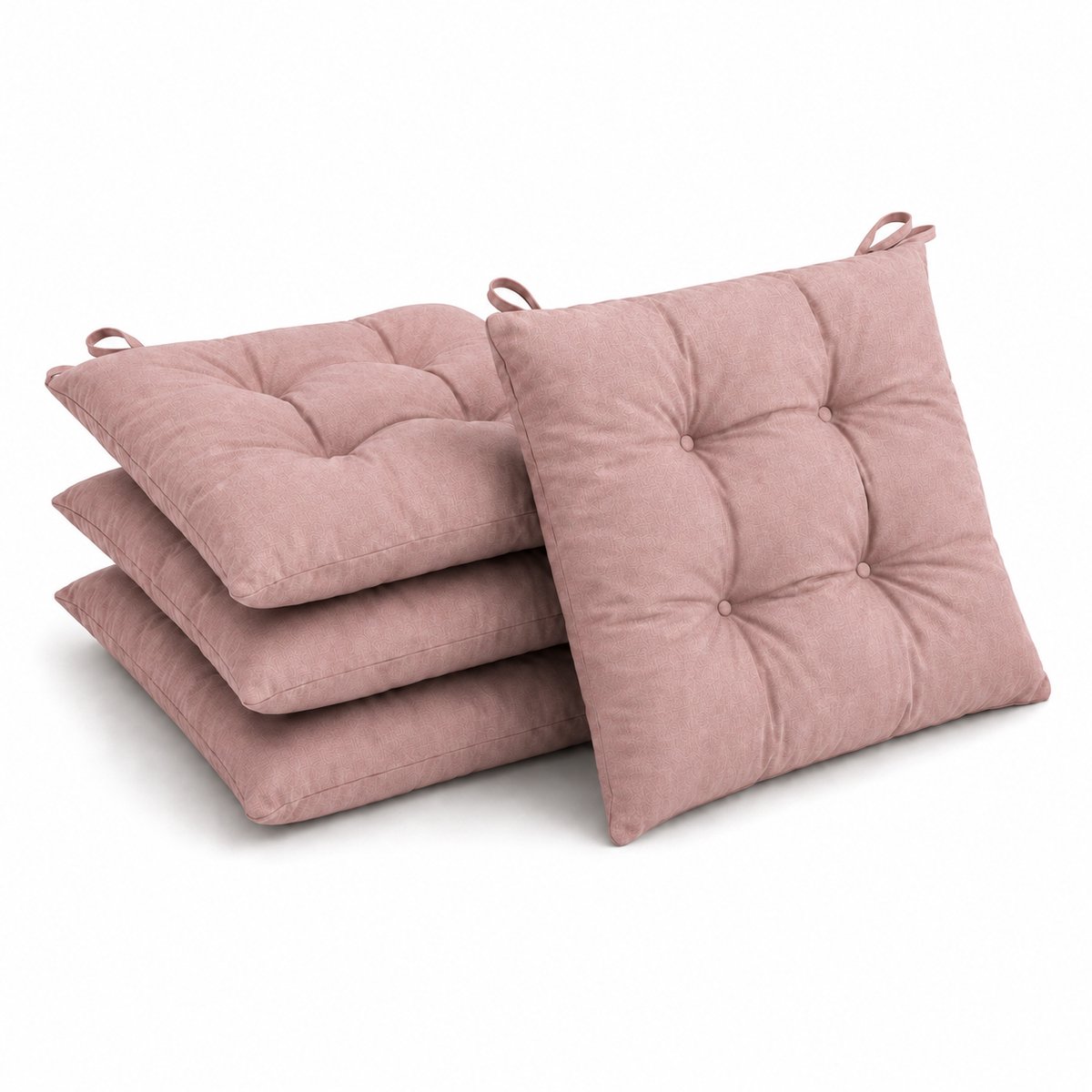Tuinstoelkussens set van 4 – 39 x 39 cm – Roze – Tuinkussen Met banden - Buiten Kussen