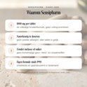 Kenmerken van Sensipharm: 1000 mg per tablet, nauwkeurig te doseren, zonder melasse of suiker, eigen formule sinds 1990.