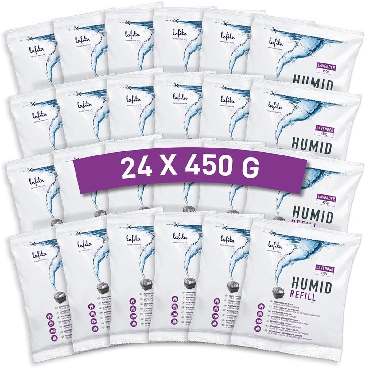 Vochtvanger navulling - 12 stuks - 450 g - lavendel - universeel - SnelShoppen