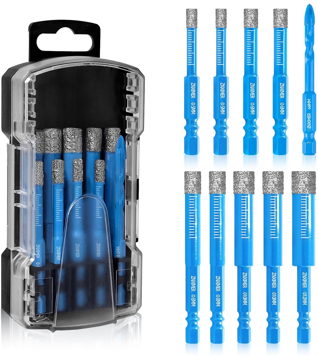 Boormachine Set Diamant Boor Bit 5-delig - Ø5-10 mm - Voor Keramiek, Graniet, Glas, Tegels - SnelShoppen