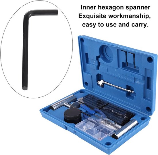 Autobanden reparatieset - Vervangende bandengereedschap - Lekke banden repareren - 67-delige set - 35 x 22 x 7 cm - Zilver — afbeelding 5