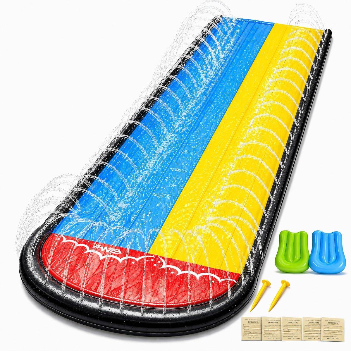 SnelShoppen - Opblaasbaar Kinder Zeezwembad met Buitendouche, Inclusief 2 Bodyboards voor Tuin, Feest en Zomerplezier