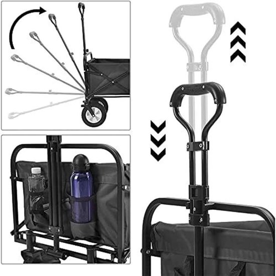Bolderkar Tuinwagen - Draagwagen Vouwwagen - Outdoor Transport - Opvouwbaar Met Opbergzakken - 11000 Gram - Zwart van Bolderkar — afbeelding 3