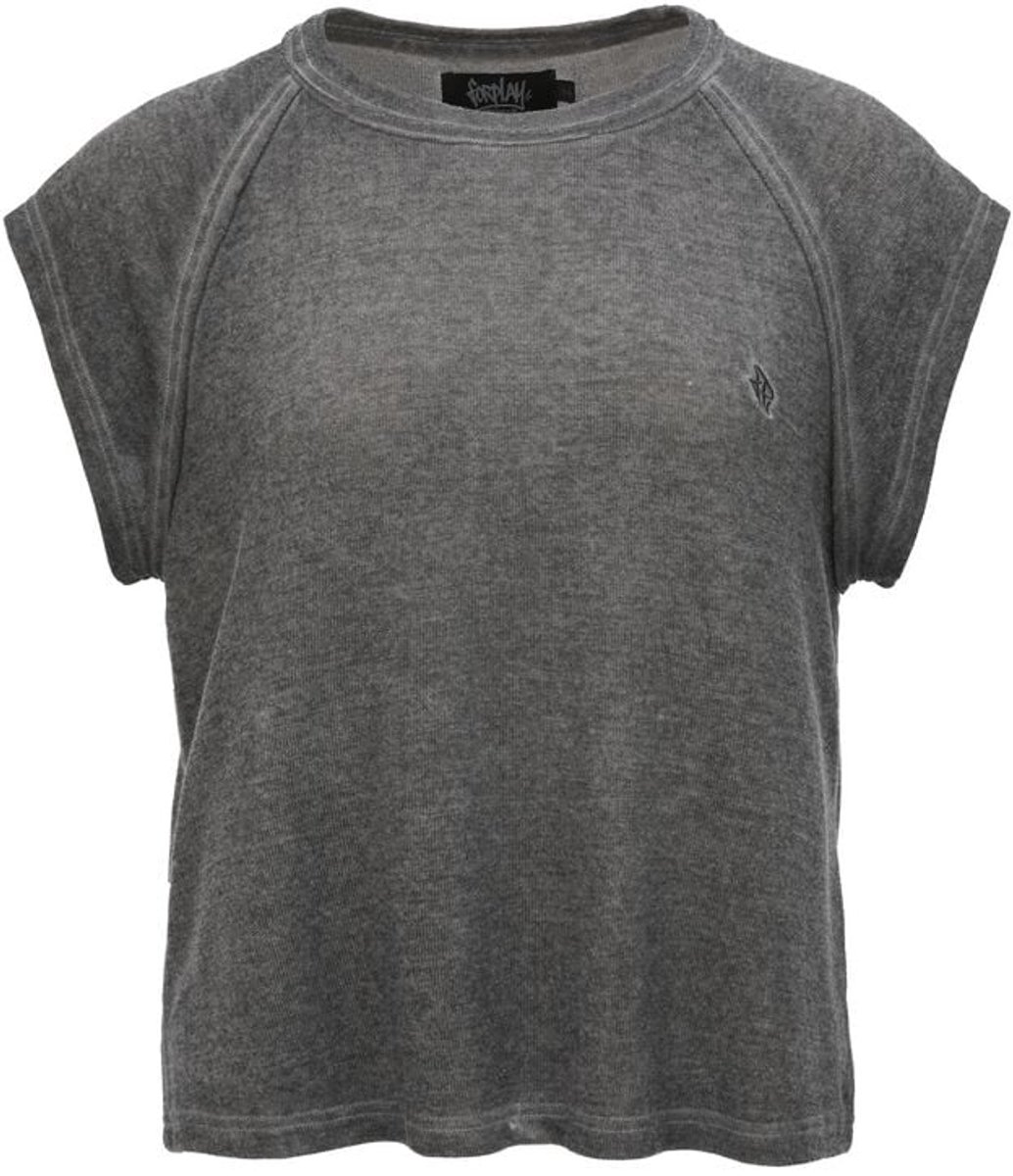 Forplay Outside seam T-Shirt grey washed Dames Top - grijs - S