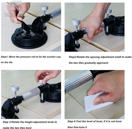Zuignap Steen Naad - Tegel Verbindingstool - Naden Egaliseren - Verstelbare Bediening - 2 stuks 5 inch - Zwart — afbeelding 4