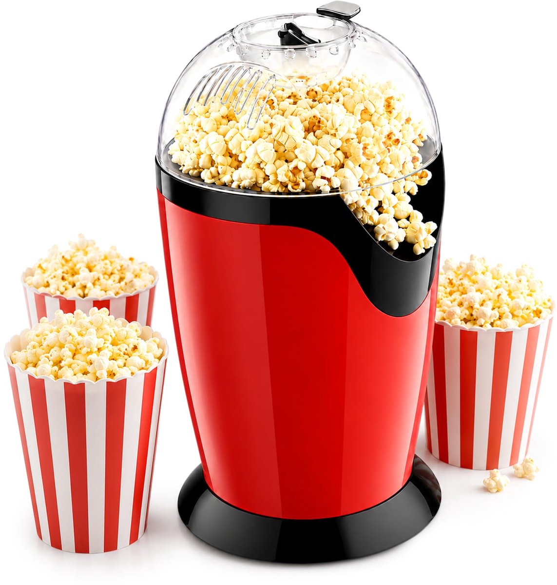 SnelShoppen - Hetelucht Popcornmachine 1200W Mini Retro - Vetloze Popcorn Maker voor Huis, Feest, Voetbalavonden en Kerst - Snel Popping in 3 Minuten