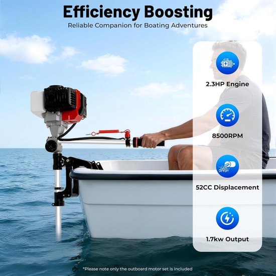Buitenboordmotor - Bootmotor Visbootmotor - Watersport en Vissen - 2-takt 23 pk - 52 cc - Zwart — afbeelding 5