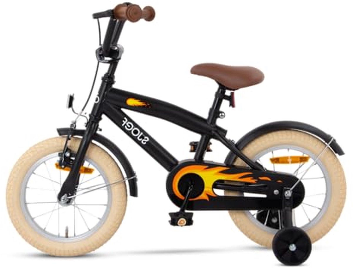 Kinderfiets 14 inch Jongensfiets Beachcruiser Leren Fietsen Verstelbaar Zadel Stuur 3-5 Jaar Mat Zwart