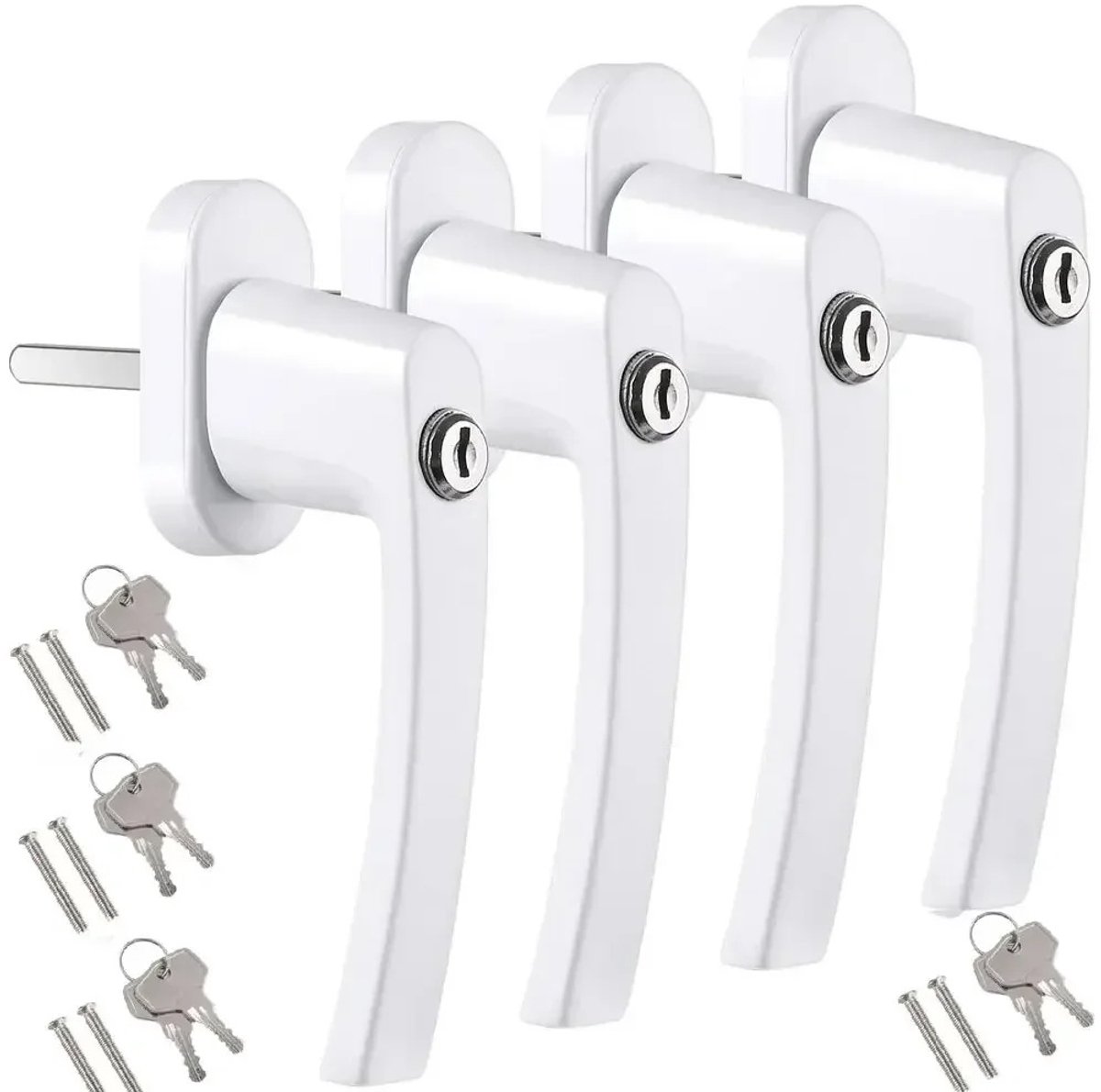 House Of Atelier - Raamgreep Handvat - Raamsluiting - Universele Espag Sleutel met Vergendeling - 4 Stuks - Wit