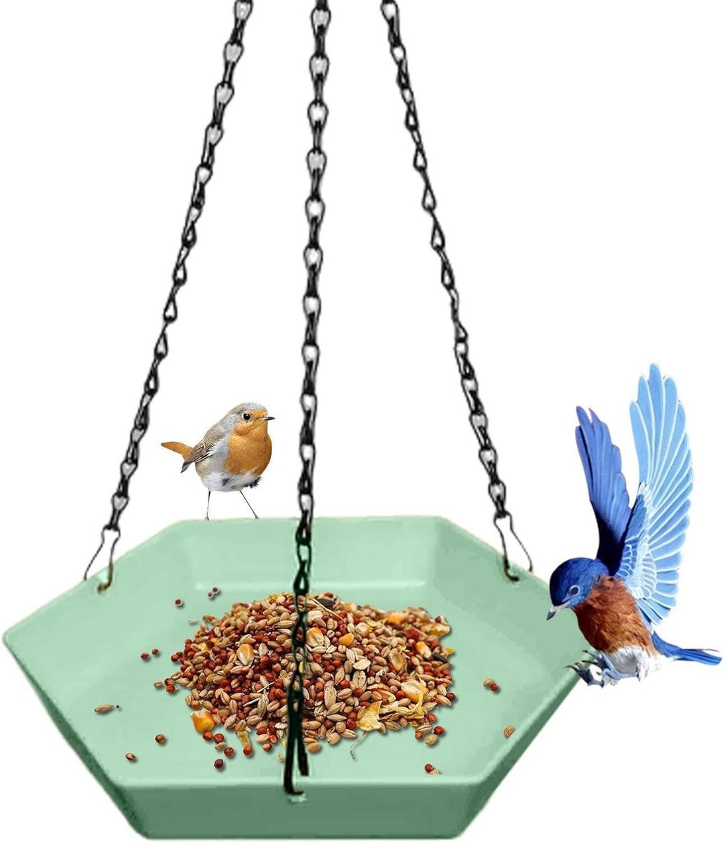 Vogel Voederhuisje - Vogelbad Voederstation - Vogels Voeren - Direct Klaar Voor Gebruik - 22x22x4 cm - Bruin