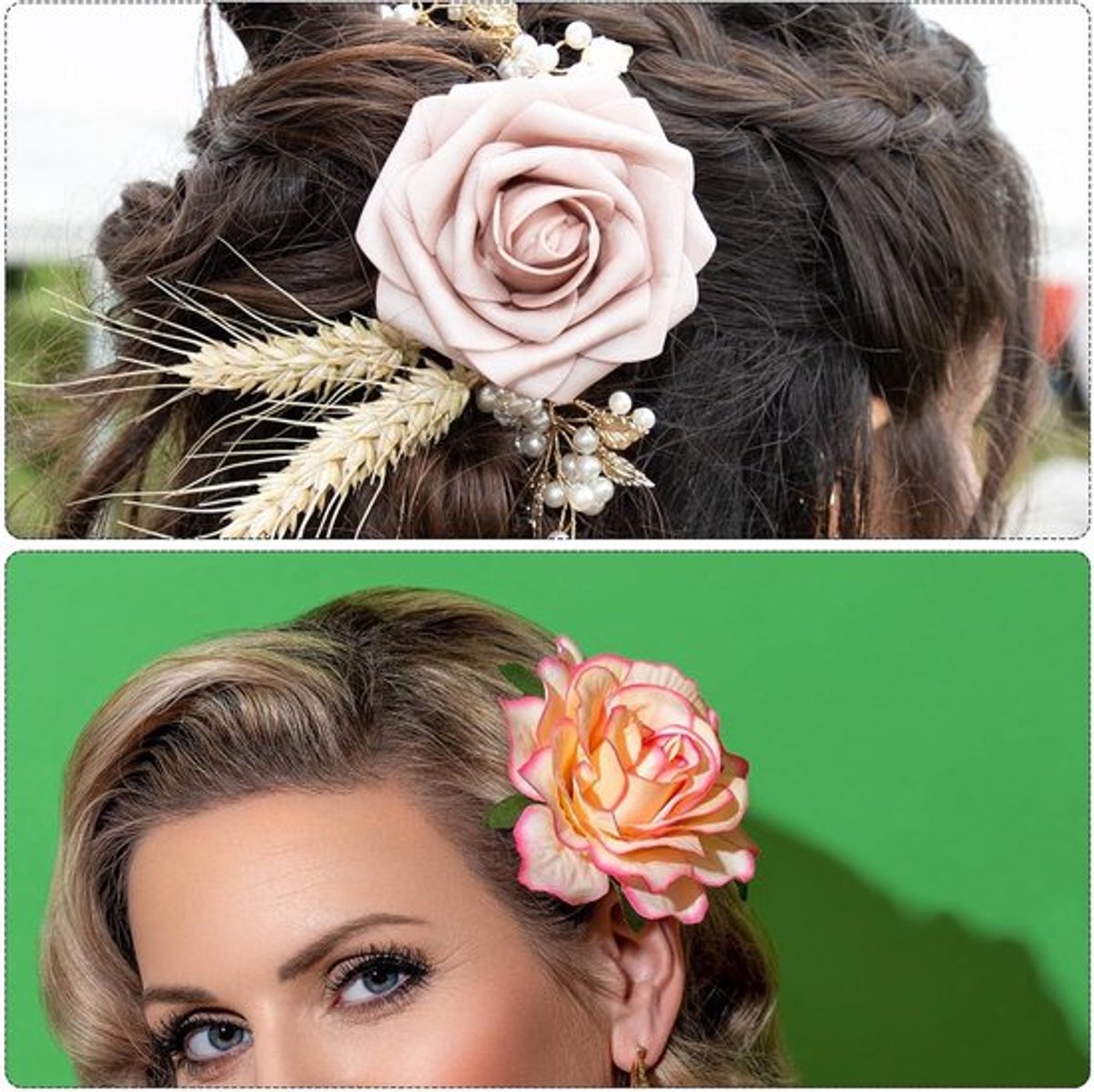 Set van 12 Roze Bloemenvormige Haarspelden voor Vrouwen - Haaraccessoires