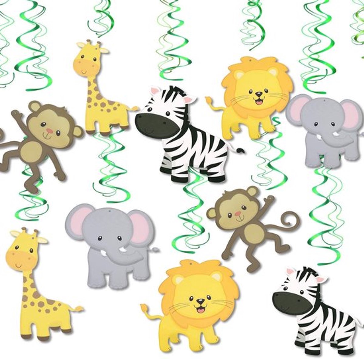 Jungle Dieren Spiraaldecoraties - Feestdecoraties - Multicolor - Dieren Thema - Perfect voor verjaardagen - 30 stuks