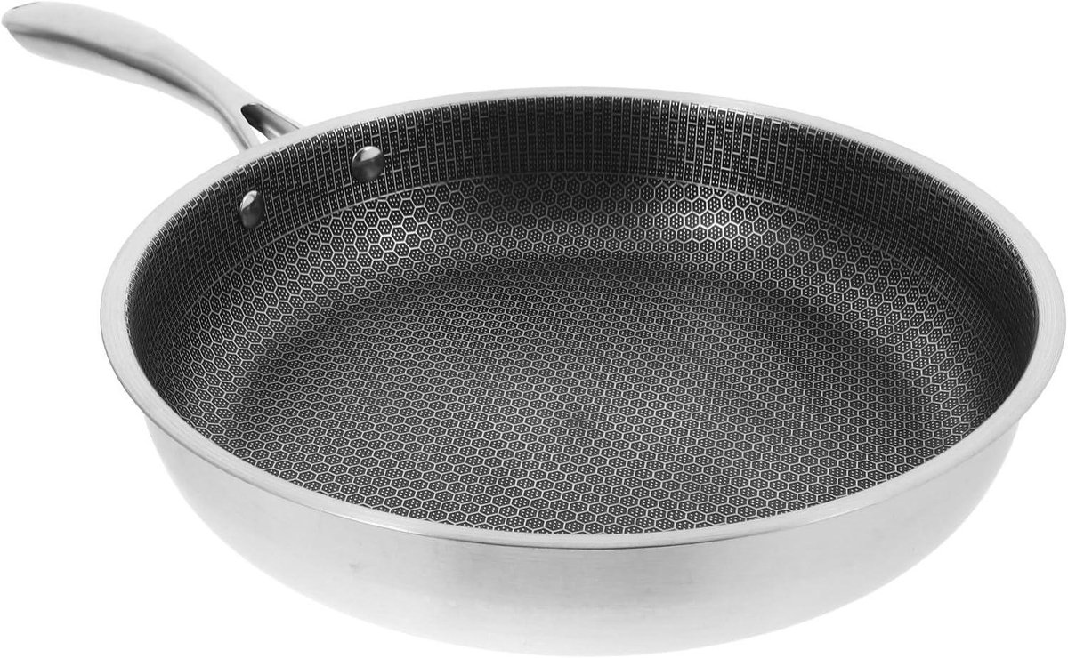 Honingraat Koekenpan - Ontbijtpan Steakpan - Eieren Bakken - Gelijkmatige Warmteverdeling - 48 cm - Zilver