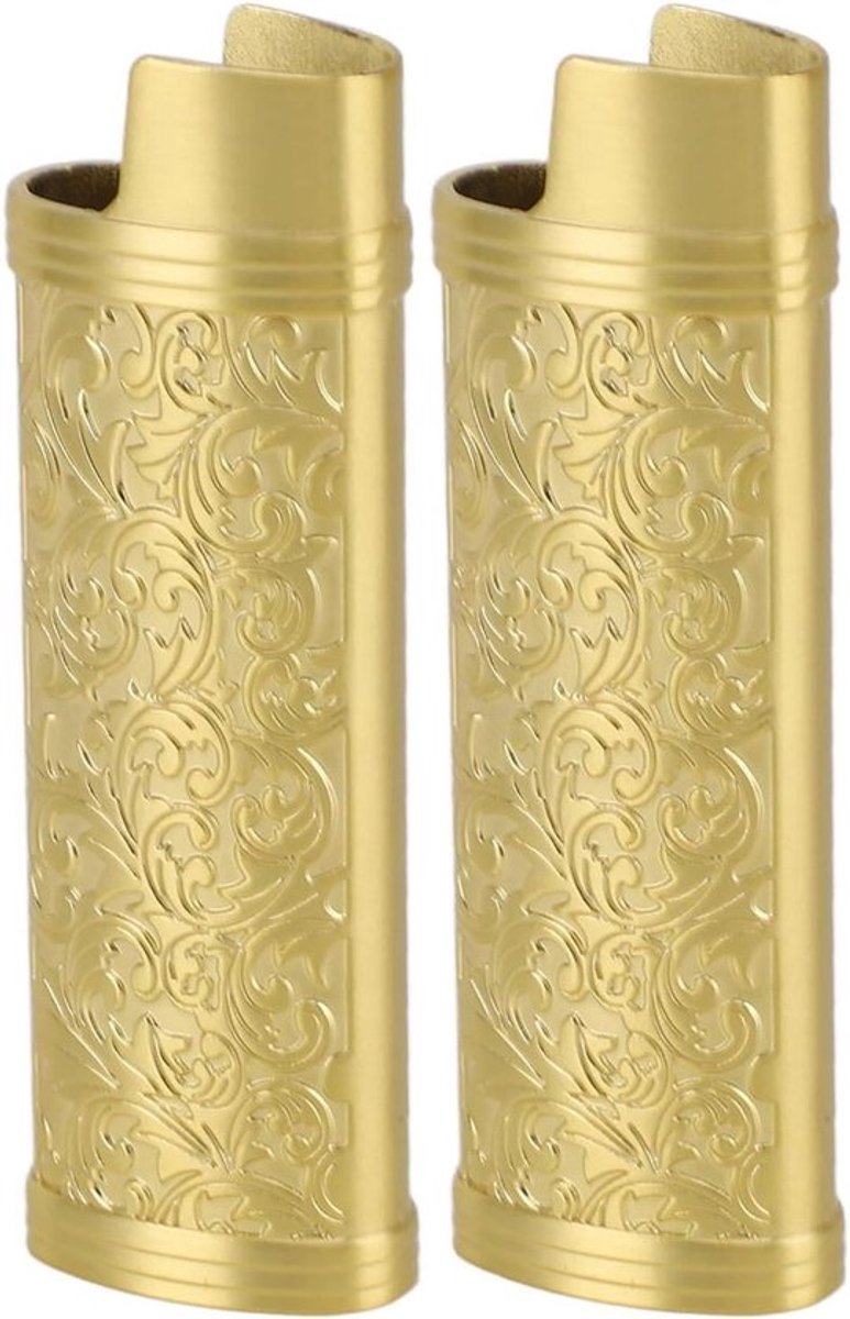 Vintage Botanic Design Zinklegering Hoesje Sleeve voor Lichter Type J6 - Goudkleurig