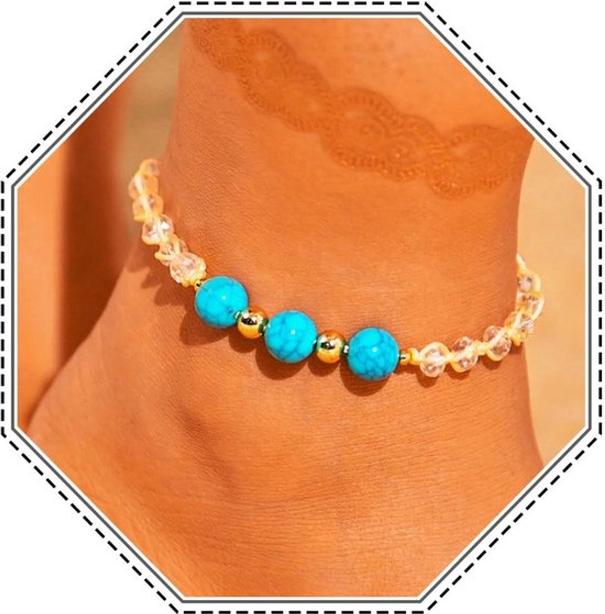 Boho Enkelbandjes - Turkoois Kralen - Verstelbaar - Strand Sieraden - Voor Vrouwen en Meisjes - Elegante Voetenjuwelen