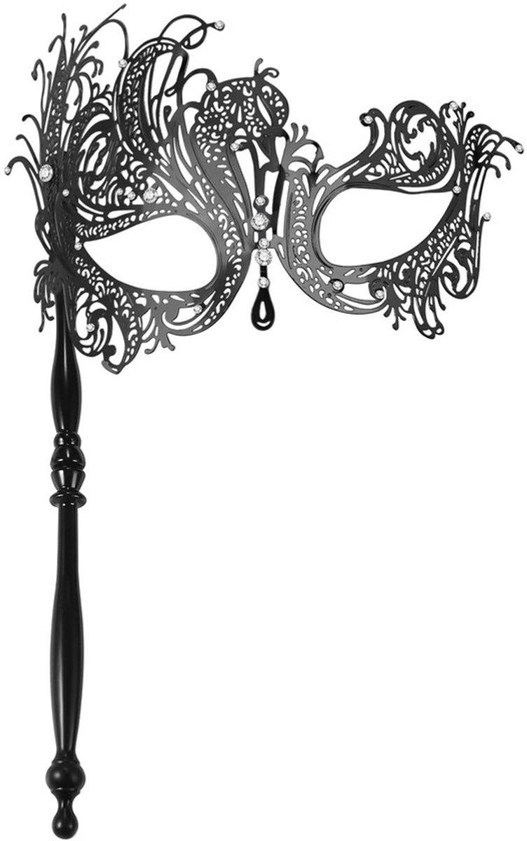 Venetiaans Masker met Stok voor Dames - Strass en Filigraan