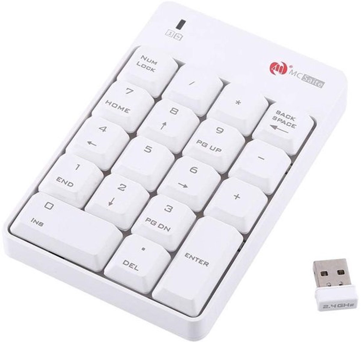 JHUBERS - USB Ten Keyboard - Draadloos Numeriek Toetsenbord - Wit - Handig voor Laptop en PC - 18 Toetsen voor Eenvoudige Gegevensinvoer - Stijlvol...