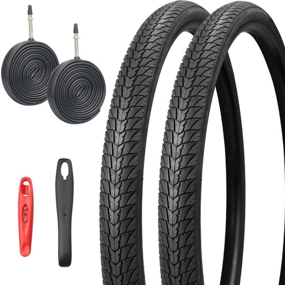 - Fietsbanden - 2x 700x38C Gravelfietsbanden - Inclusief Binnenbanden en Bandenheffers - Zwart/Wit - Hoogwaardige Fietsaccessoires - Geschi...