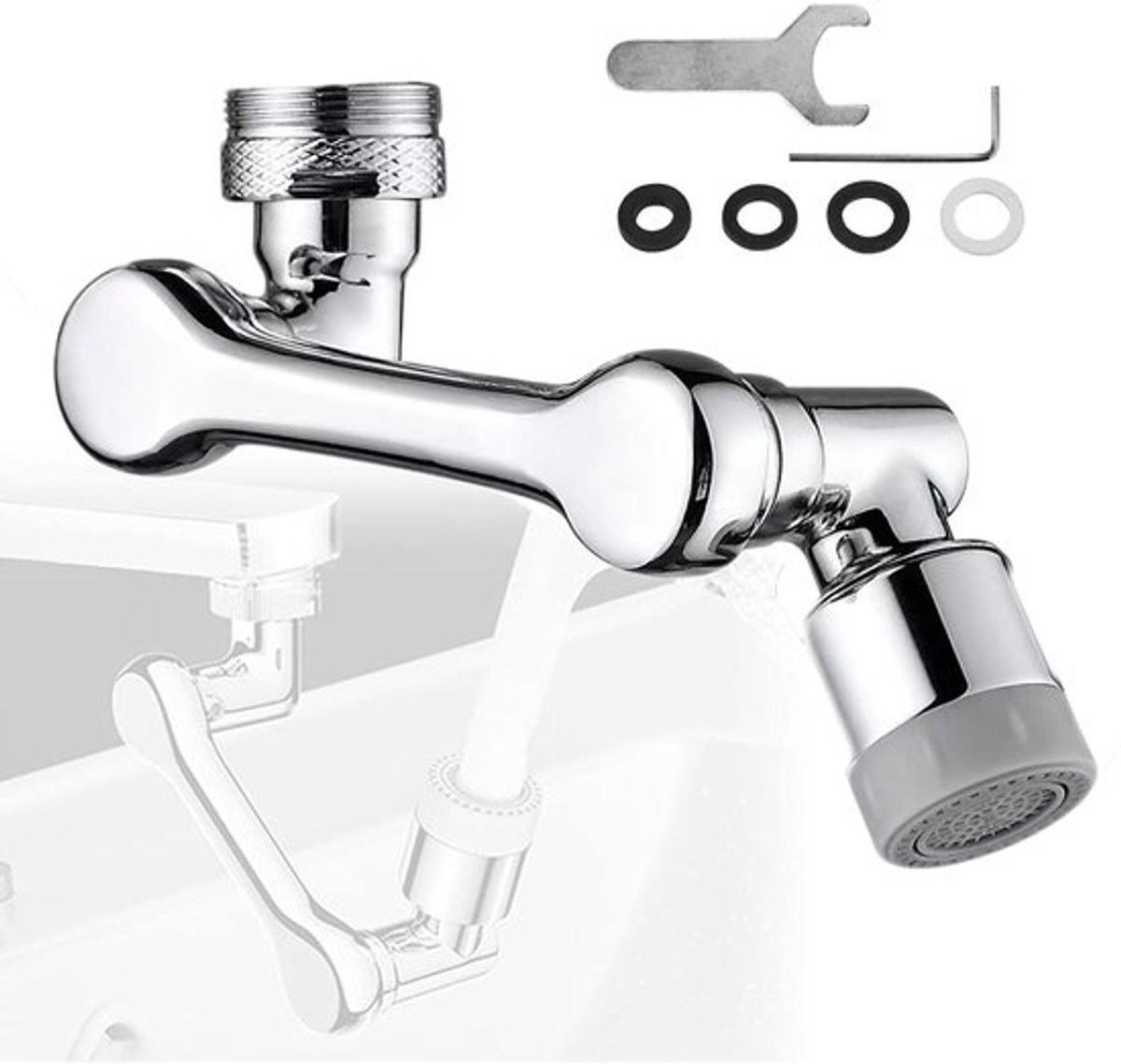 Waterkraan 1080° Rotatie - Keukenkraan - Badkamerkraan - Waterbesparende Kraan - Universele Sprayfilter - Hoogwaardige Materialen - Kraanaccessoire