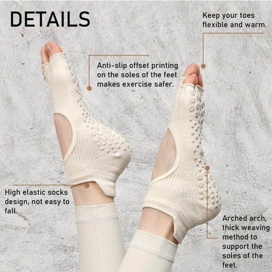 - Yoga Sokken - Anti-slip - Ademend en Comfortabel - Zwart - Geschikt voor Pilates en Dans - 3 Paar - Maat 34-39 — afbeelding 3