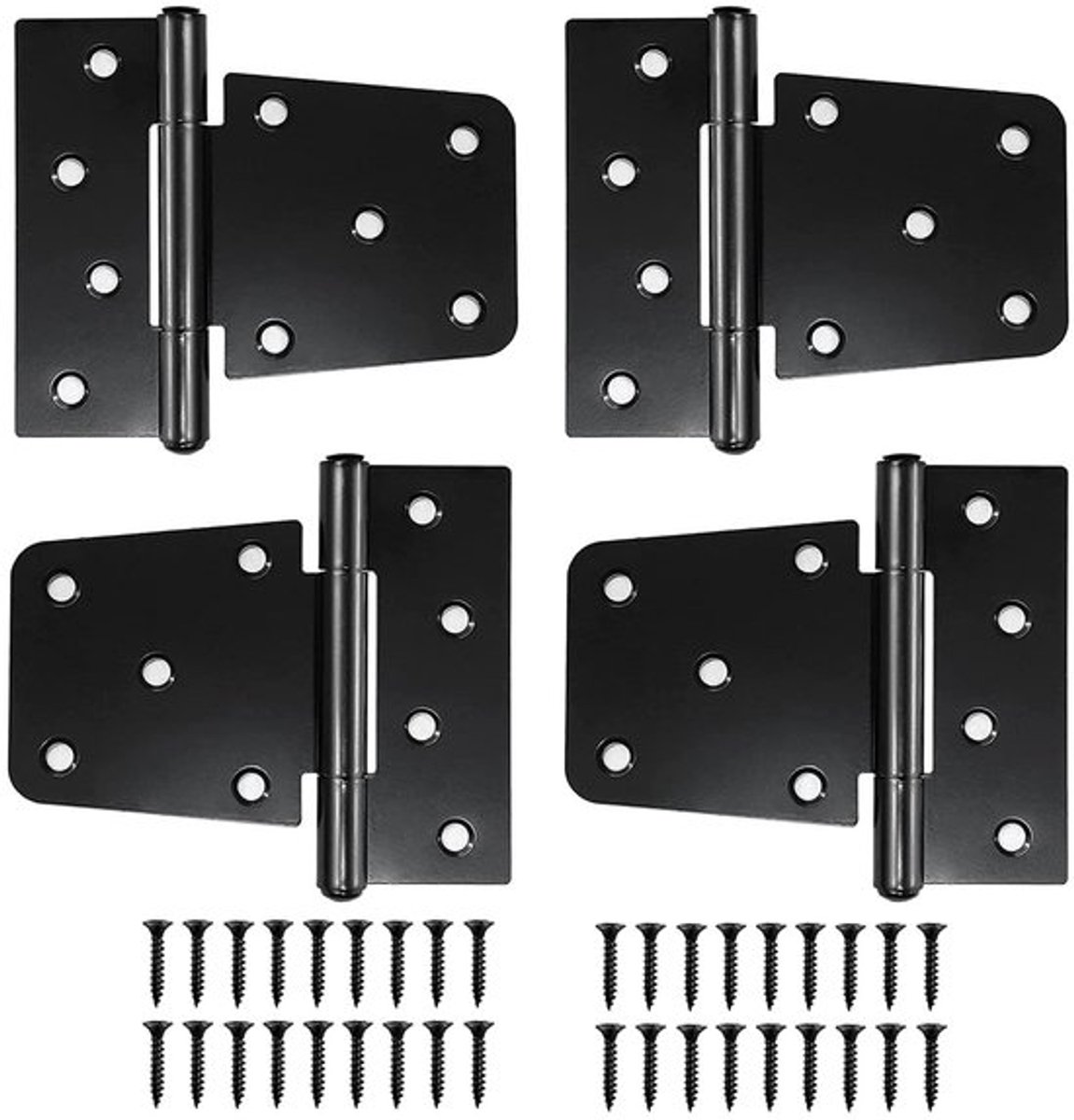 - Deur Hengen - T-Hengsels voor Tuindeuren - Zwart - Robuust en Corrosiebestendig - Ideaal voor Houten Deuren - Set van 4