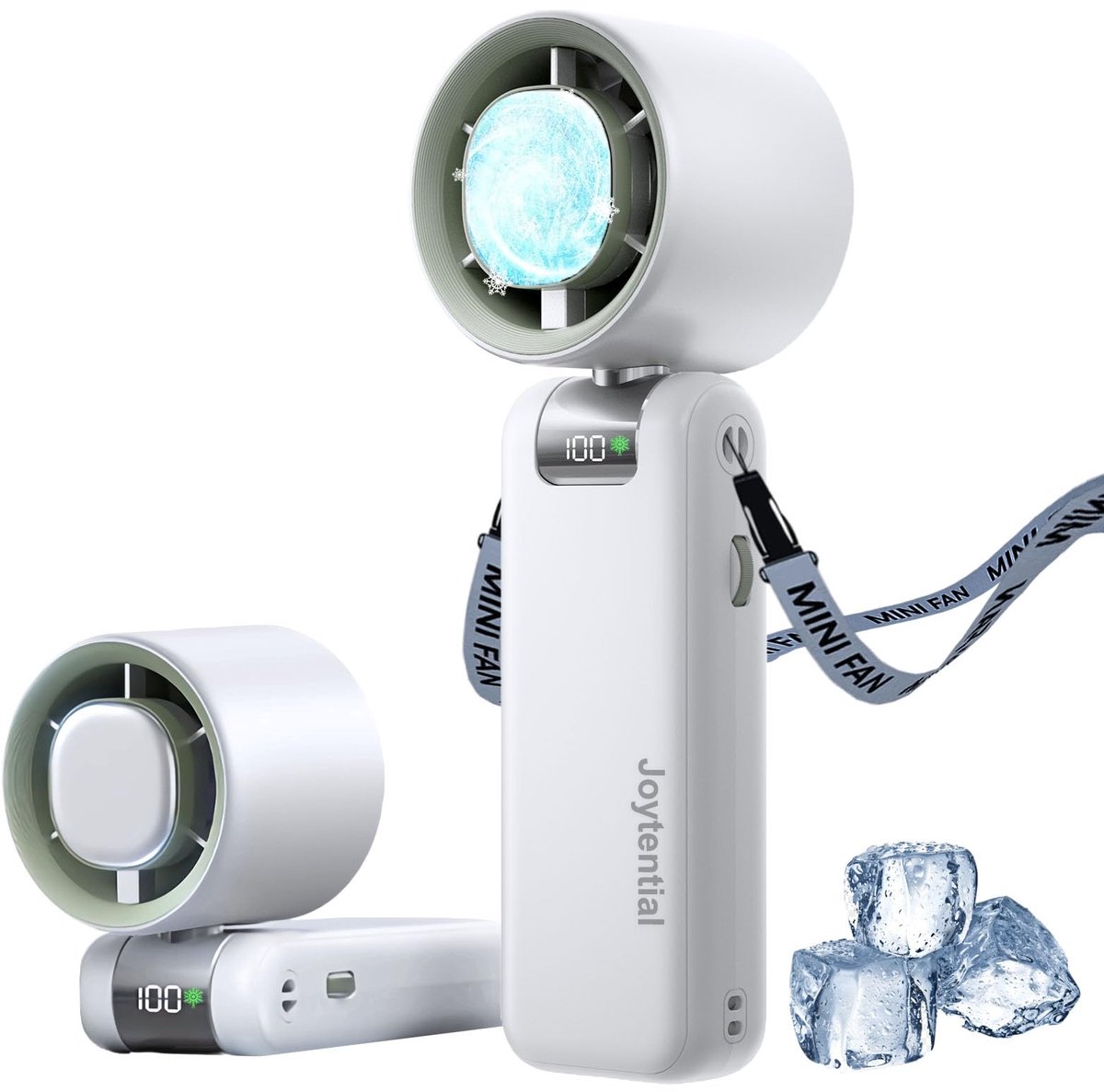 SnelShoppen - Draagbare Turbo Handventilator met IJsgevoel, 4000mAh USB Oplaadbare Ventilator, Handheld Fan met 1-100 Instelbare Snelheden, Ideaal voo