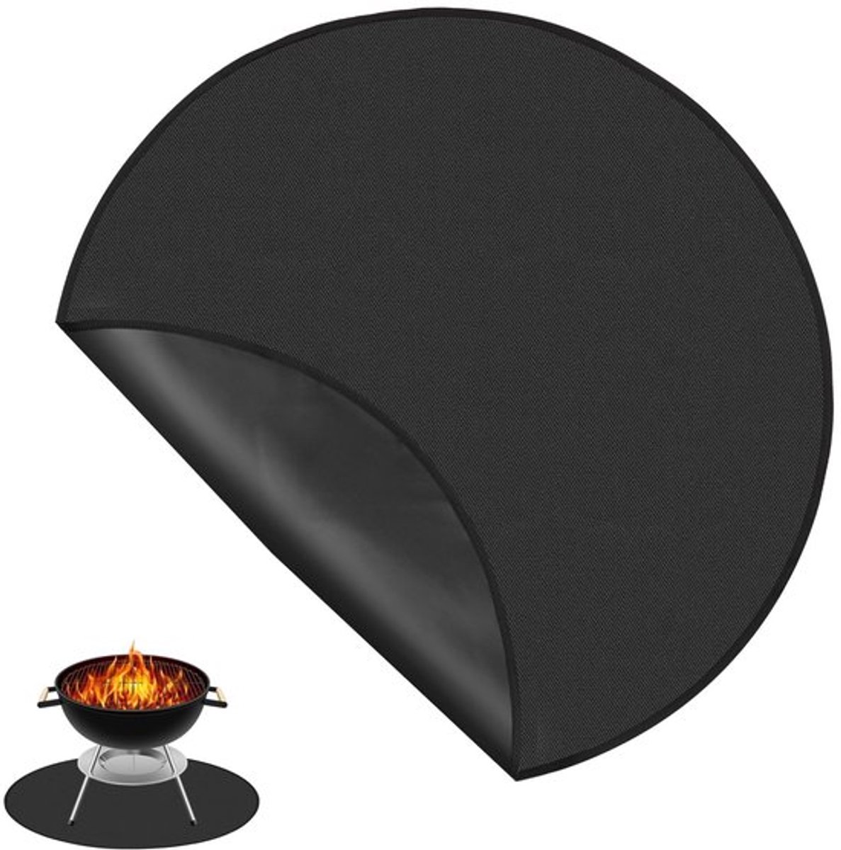 - Vuurkorf Mat - Brandveilige Ondergrond - 36 Inch - Zwart - Grill Bescherming - Ideaal voor Buiten - Vuurplaats Ondergrond