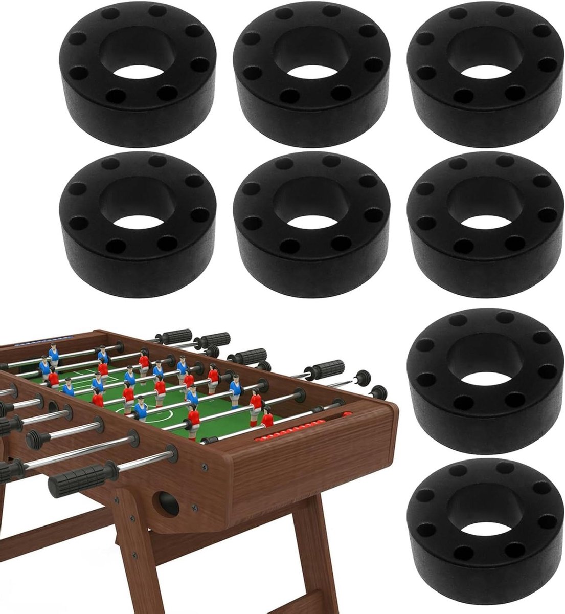 Rubberen buffers voetbal - Reserveonderdelen tafelvoetbal - Spelonderdelen vervangen - Energie-absorberende technologie - 8 stuks - Zwart
