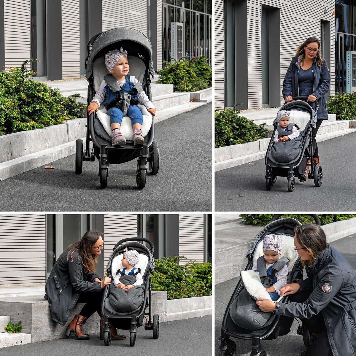 SnelShoppen - Zamboo Universele Voetenzak voor Kinderwagen en Babyzitje, Wintervoetenzak 2-in-1 van Fleece met Tas, Grijs voor Kinderen, Ideaal voor K