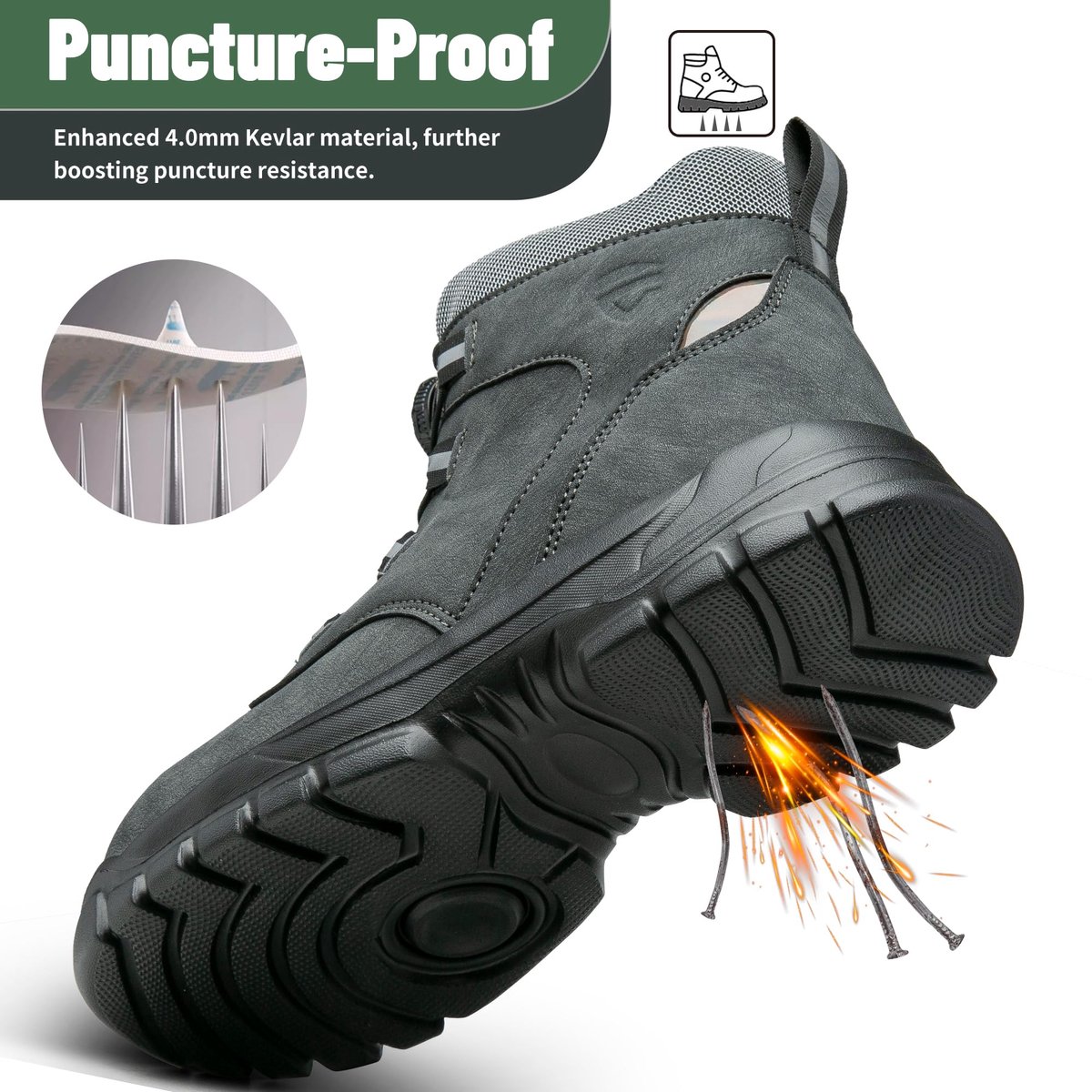 SnelShoppen - Lichtgewicht Werkschoenen Heren en Dames Hoog Veiligheidslaarzen met Stalen Neus Antislip Grijs 38 - Perfect voor Bouw, Industrie en Bui
