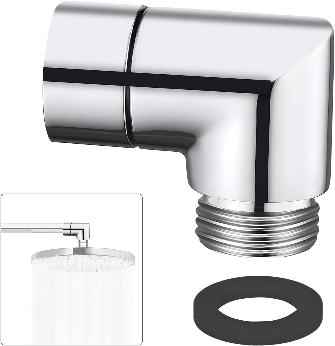 Dailygoods - 90° Douchekop Adapter - 1/2 Inch Hoekverbinding met Rubber Seal