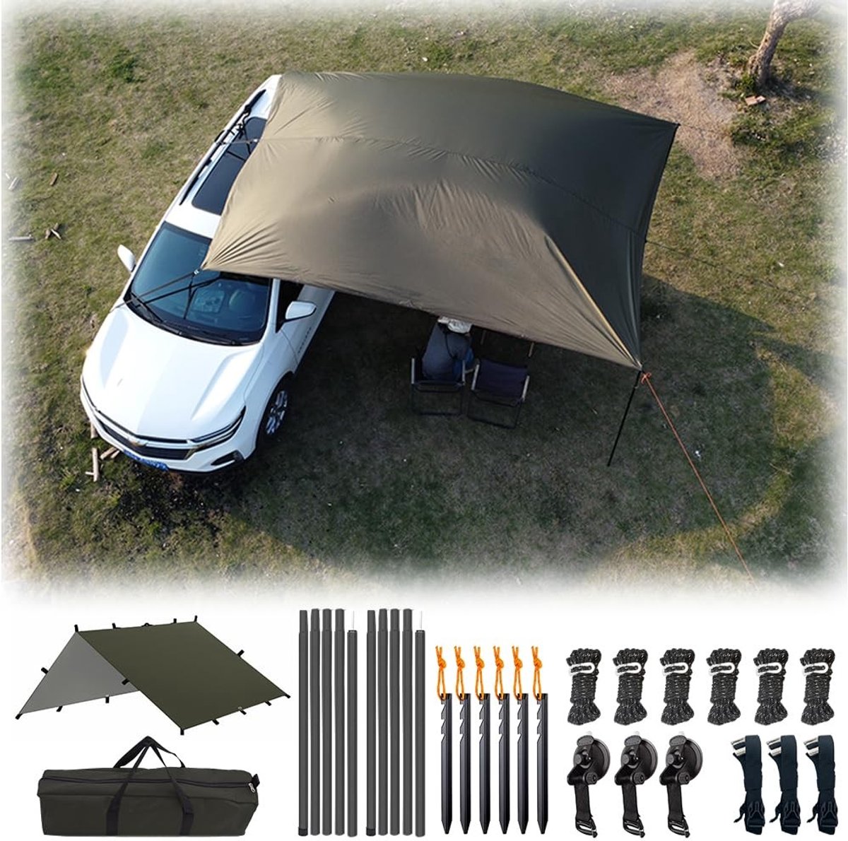 Dailygoods- Zonnezeil Waterdicht - UV-bestendig - Voor Auto/SUV/Caravan - Grote Luifel 300