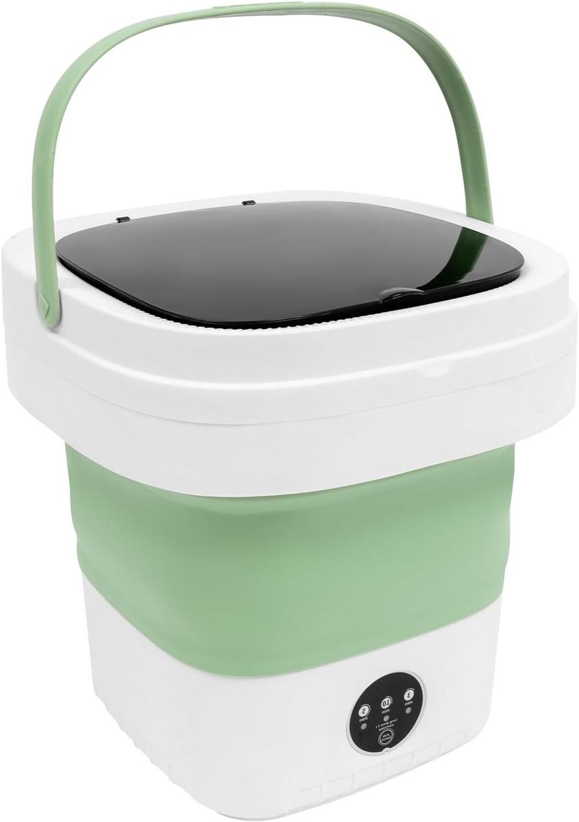 Opvouwbare Wasemmer Mini Wasmachine Camping Ondergoed Wassen Met Centrifuge 12 Liter Groen