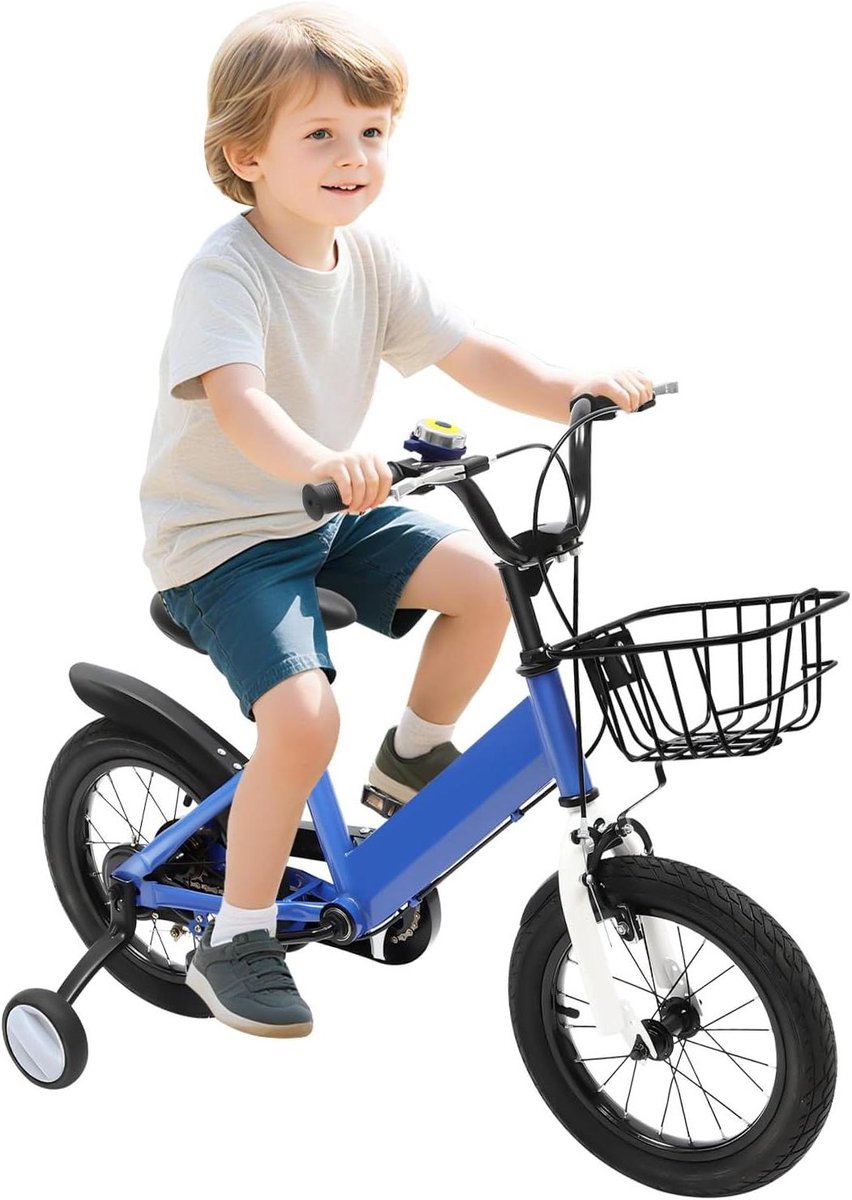 Kinderfiets Fiets voor kinderen Leren fietsen In hoogte verstelbaar 14 inch Blauw