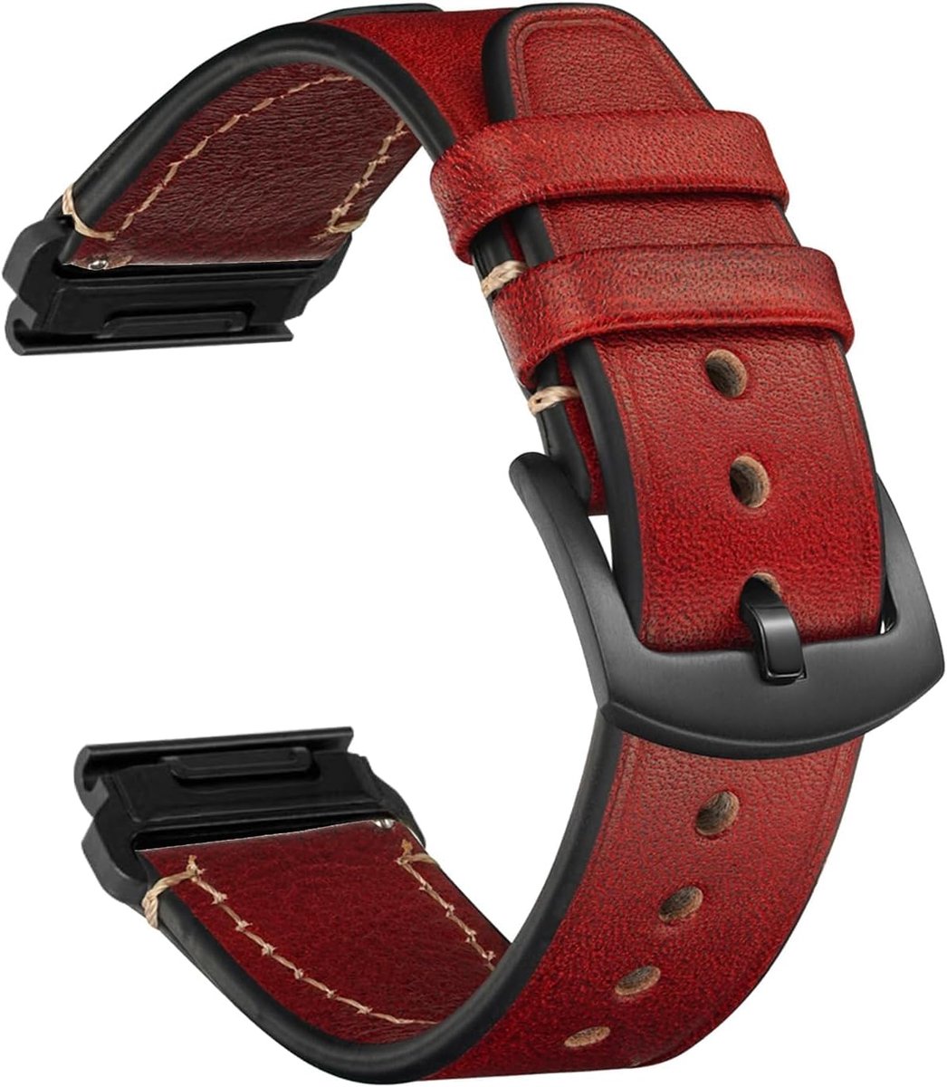 Dailygoods - 22 mm Quickfit Lederen Horlogeband voor Garmin Fenix 8 Pro/7/6/5 - Zacht en Comfortabel