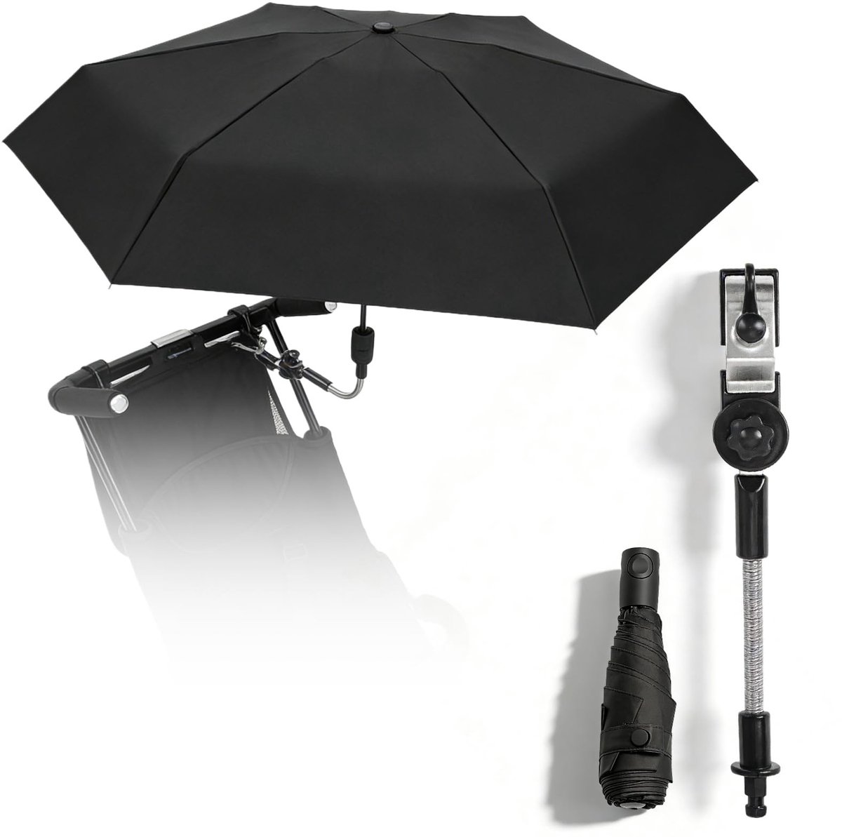 Dailygoods - Universele Parasol voor Kinderwagen - 90 cm Diameter, 180° Verstelbaar
