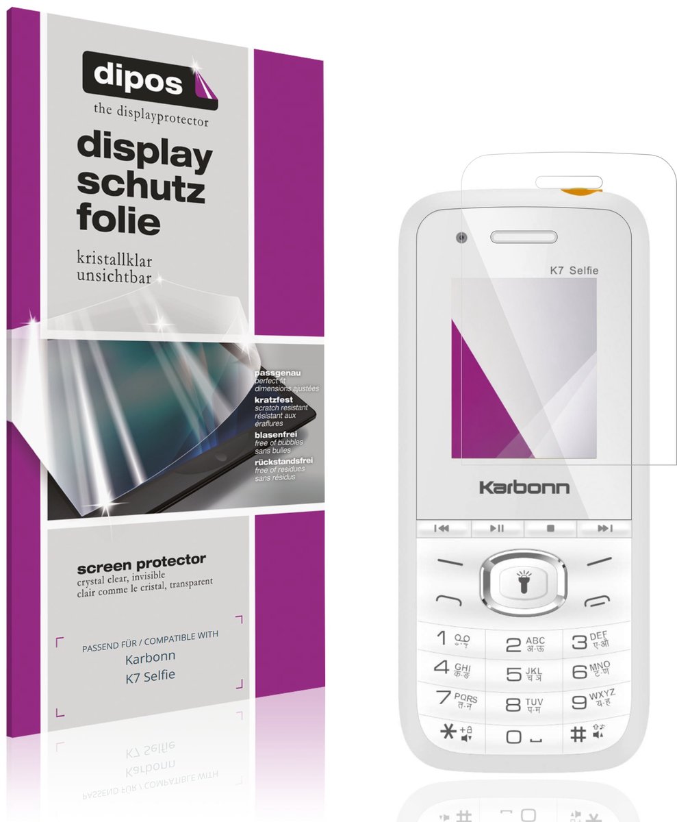 dipos – 4x Beschermfolie geschikt voor Karbonn K7 Selfie | Krasbestendige & heldere Screenprotector Ultra-Thin