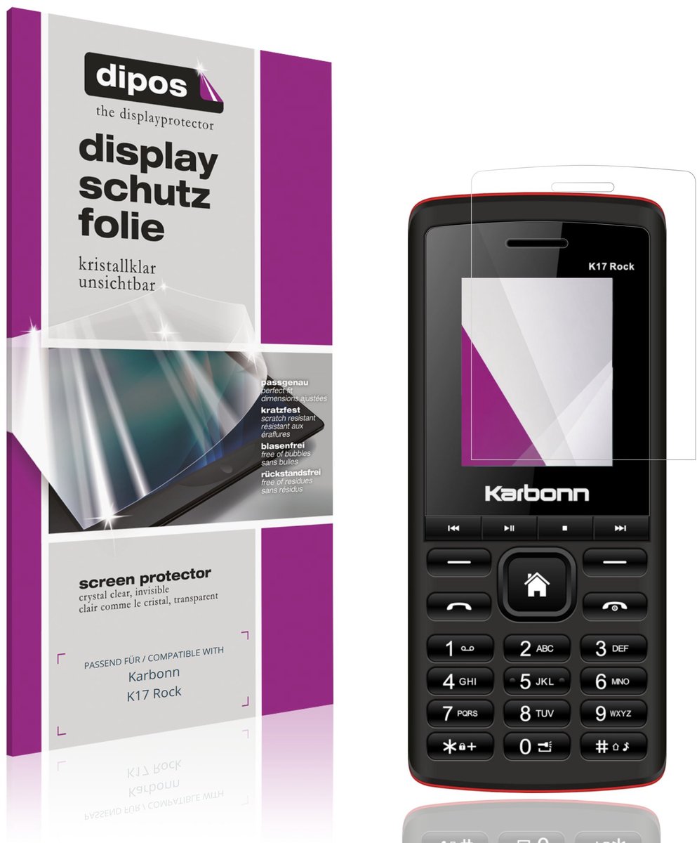 dipos – 4x Beschermfolie geschikt voor Karbonn K17 Rock | Krasbestendige & heldere Screenprotector Ultra-Thin